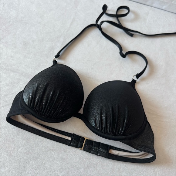 Shade & Shore Bikini Halter Top Swim Suit Black 34 - Picture 3 of 9